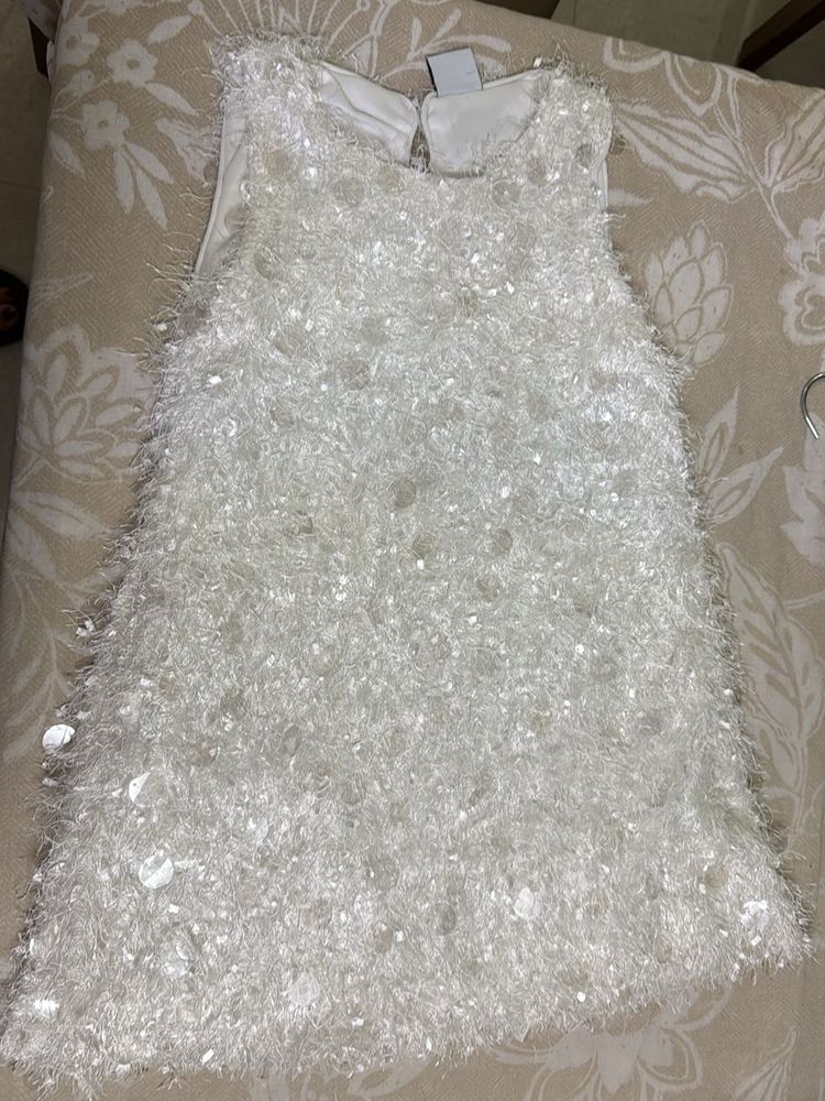 Sparkly White Sleeveless Dress