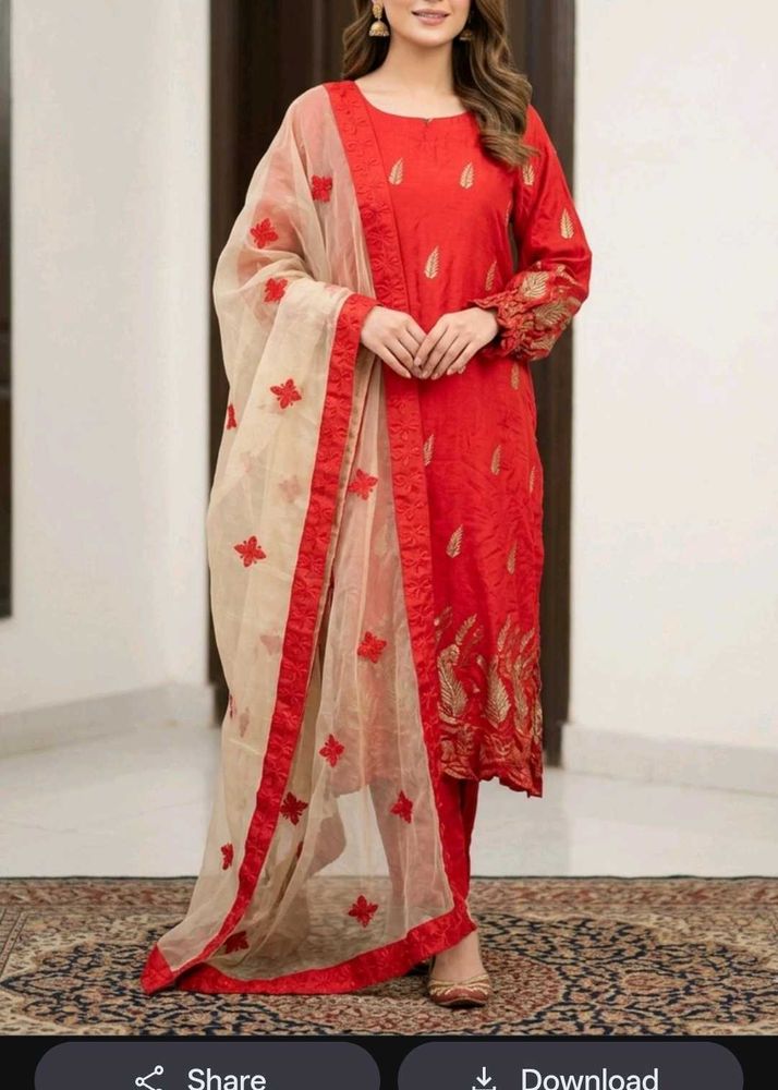 Elegant Red Kurta  with Dupatta