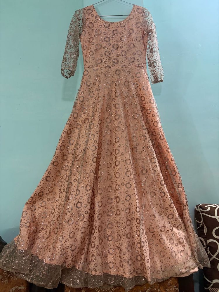 Elegant Peach Ethnic Gown