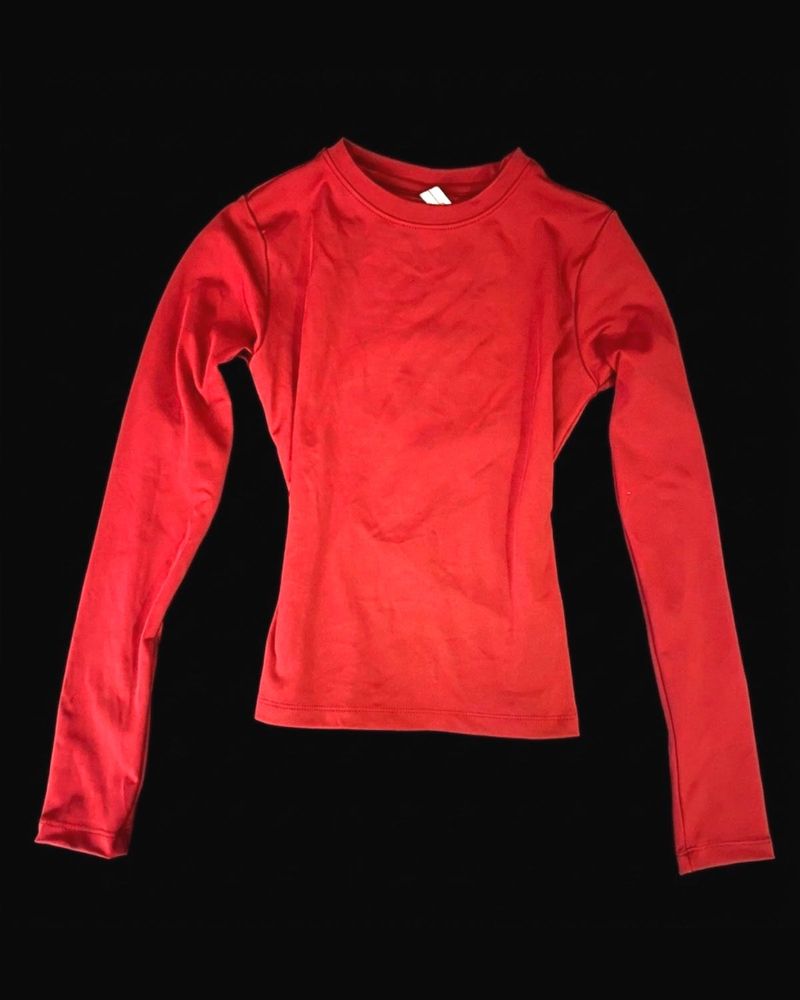 Newme Red Fitted Long Sleeve Top