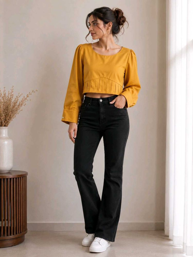 Mustard Yellow Puff Sleeve Top