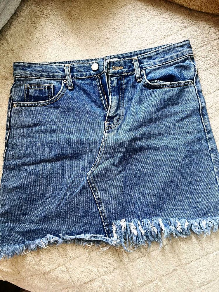 Blue Denim Mini Skirt
