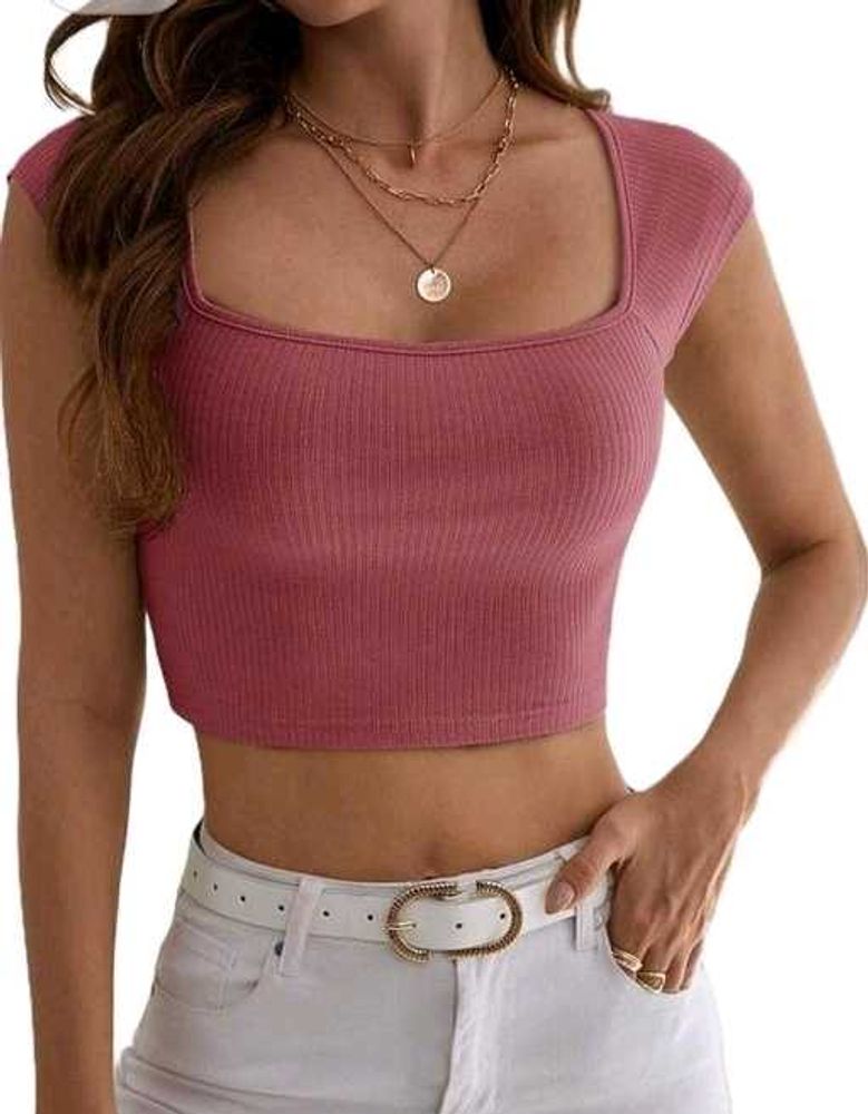 Coral Square Neck T-Shirt