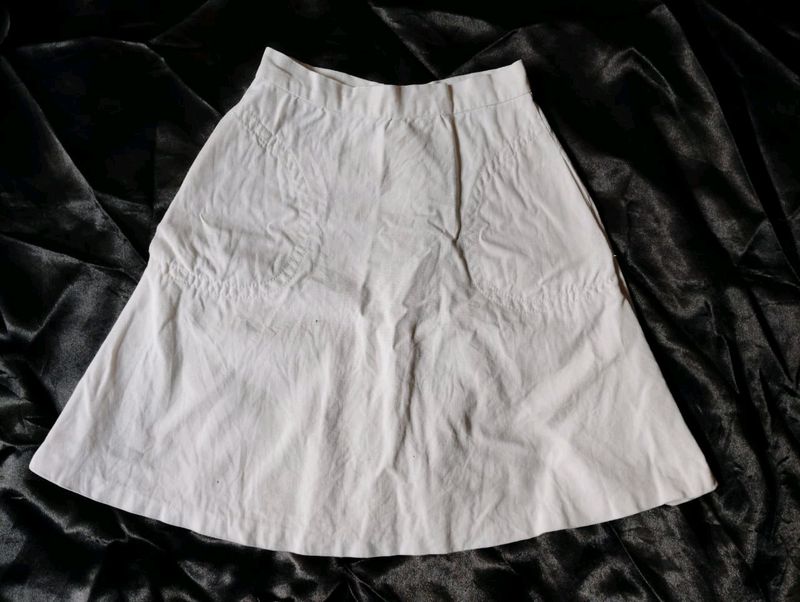 Korean White Denim Skirt Size Small