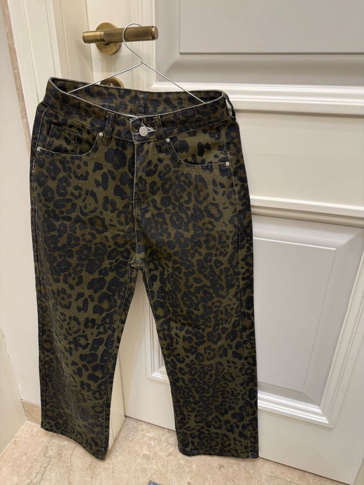 Leopard Print Denim Jeans