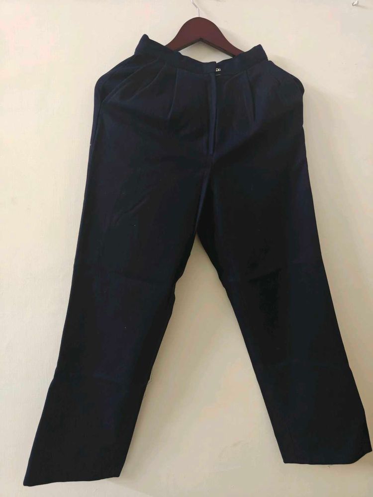 winter Navy Blue Straight Leg Pants