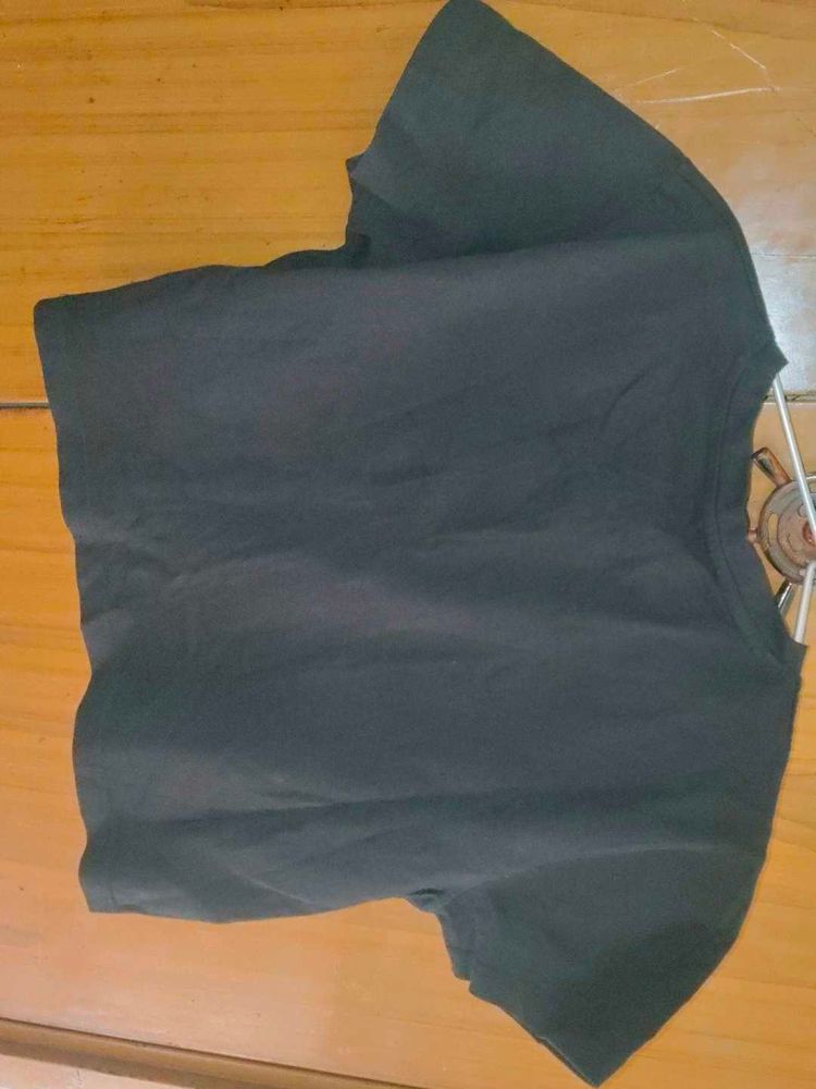 oversized crop Black T-Shirt