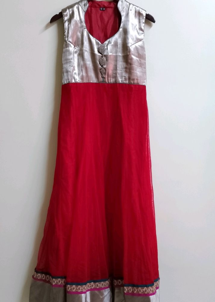 Red &amp; Silver Maxi Dress