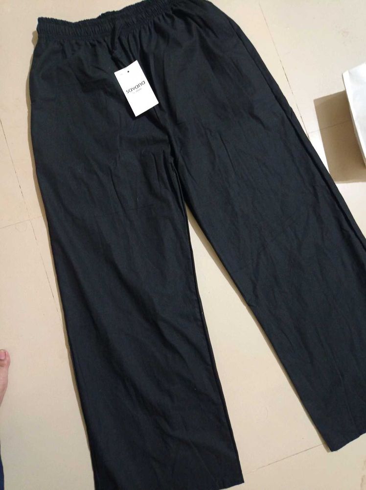 Savana Black Cotton Pants