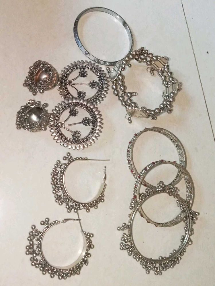 Bohemian Silver Tone Jewellery Set