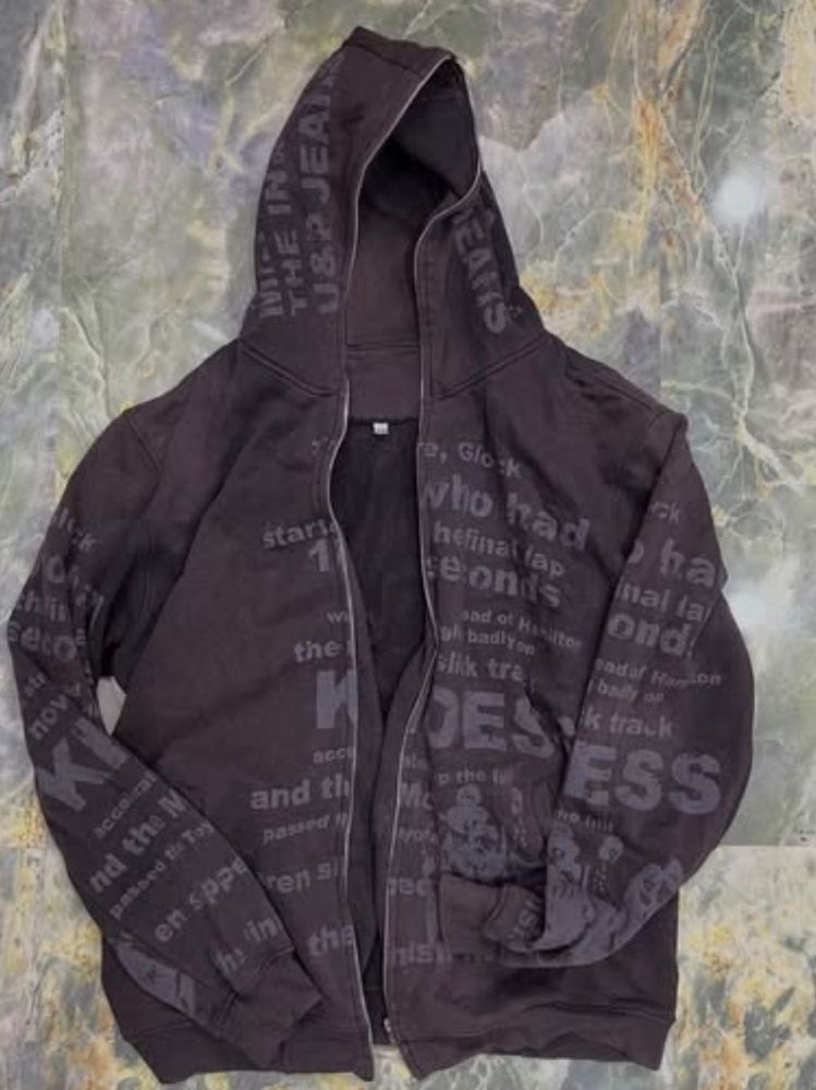 Graphic Print Zip-Up Hoodie