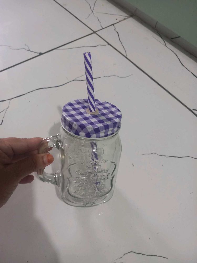 Mason Jar with Lid &amp; Straw