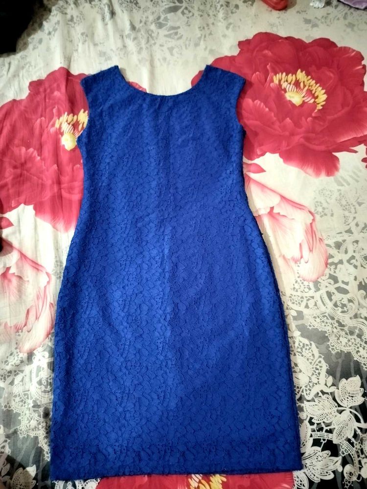 Elegant Royal Blue Lace Dress