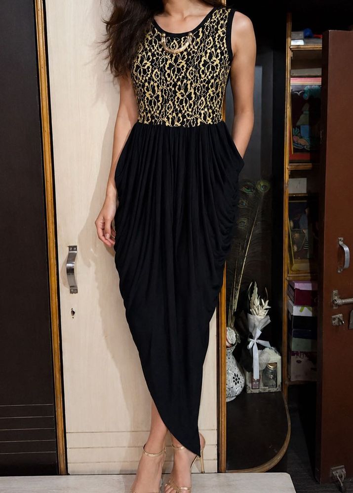 Black &amp; Gold Lace Cocktail Dress