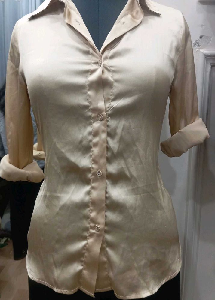Elegant Satin Button-Up Shirt