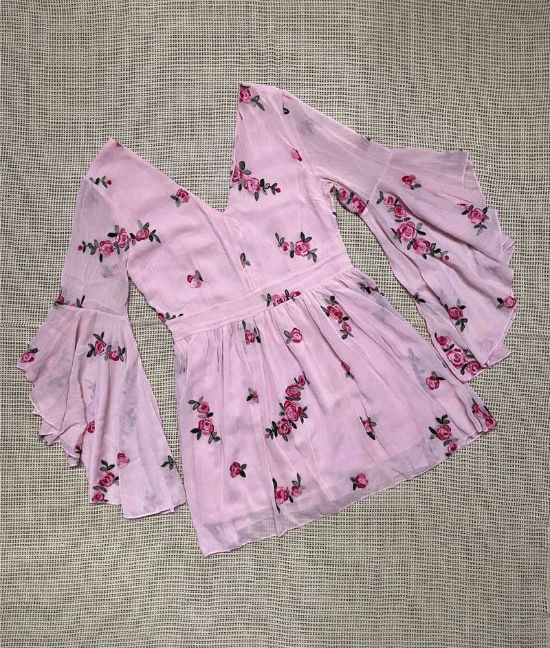 Pink Floral Embroidered Dress