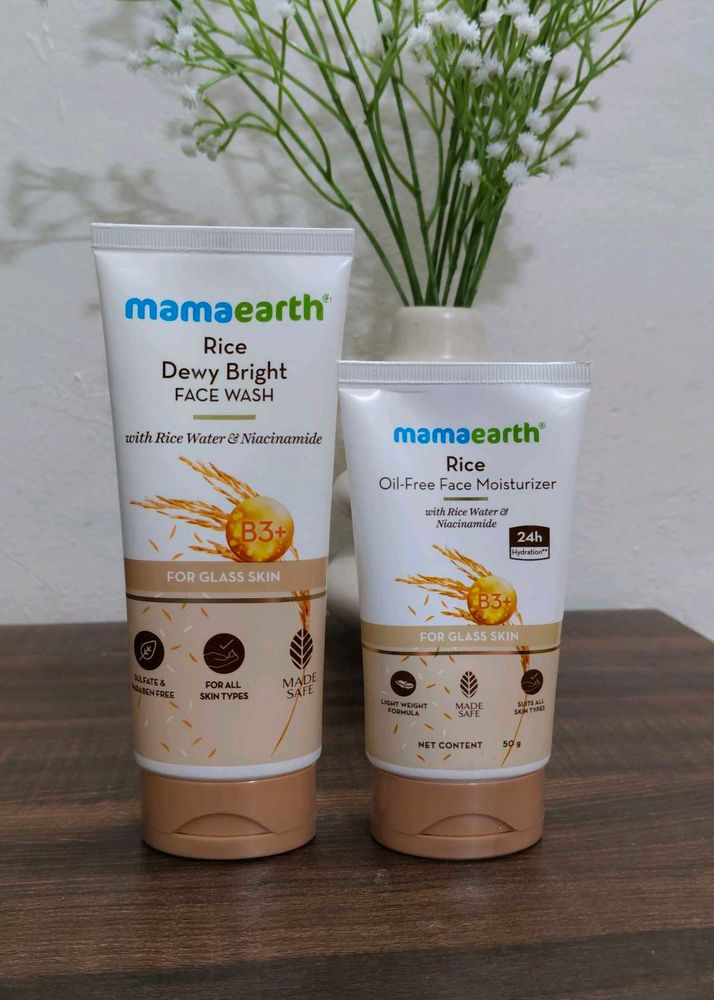Mamaearth Rice Face Wash &amp; Moisturizer Set