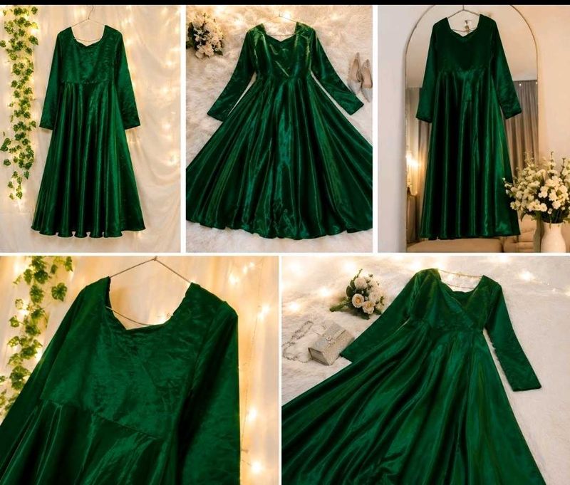 Elegant Emerald Green Velvet Gown