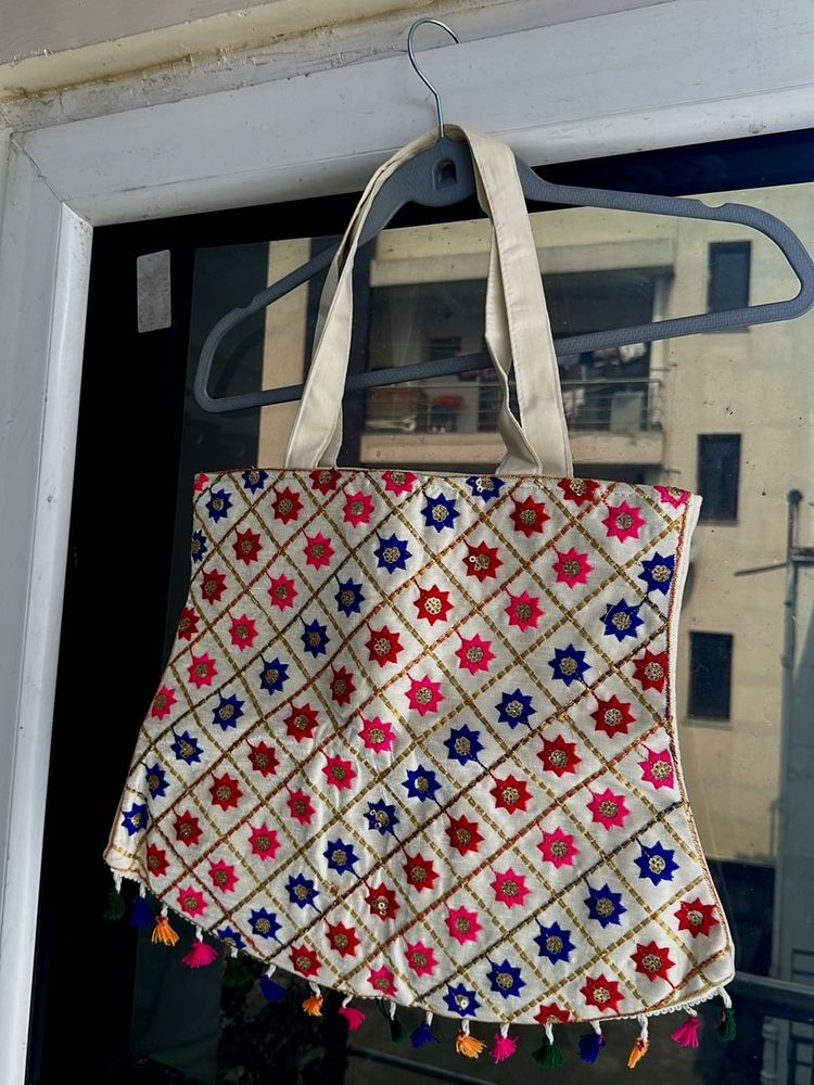 Boho Embroidered Tote Bag