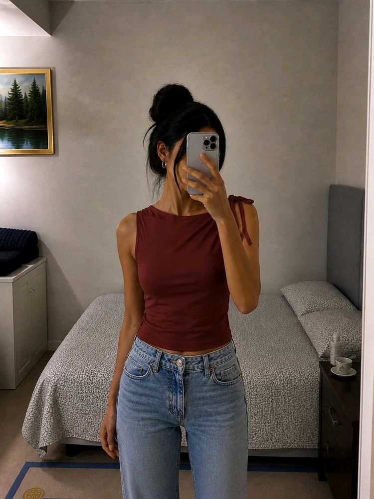 New/Unused Maroon one shoulder top