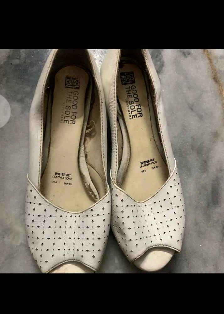 White Perforated Ballet Flats
