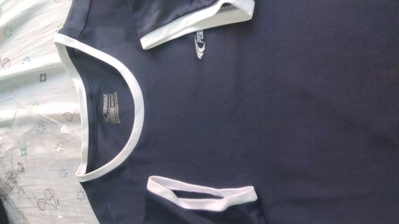 Navy Blue T-Shirt with White Trim