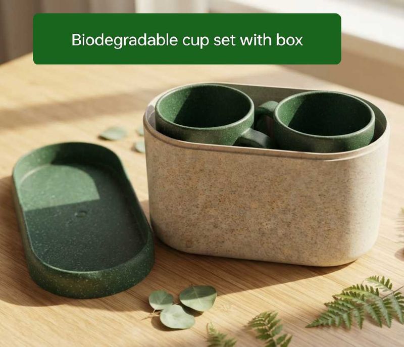 Set of 2 Green Mugs with Box
