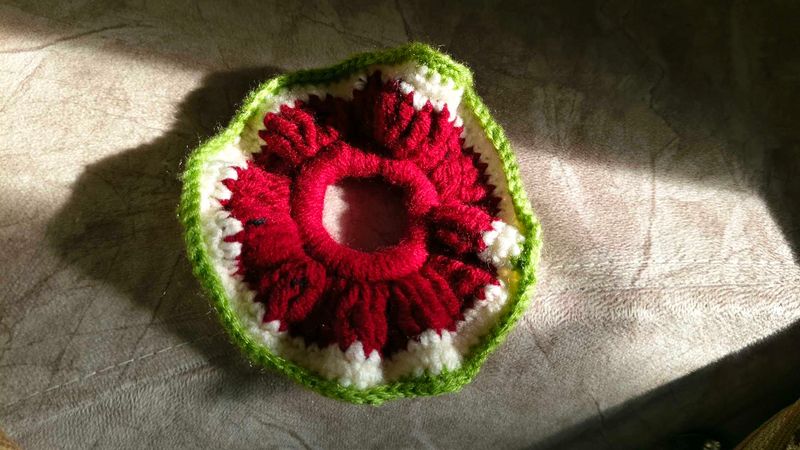 Handmade Crochet Flower Scrunchie