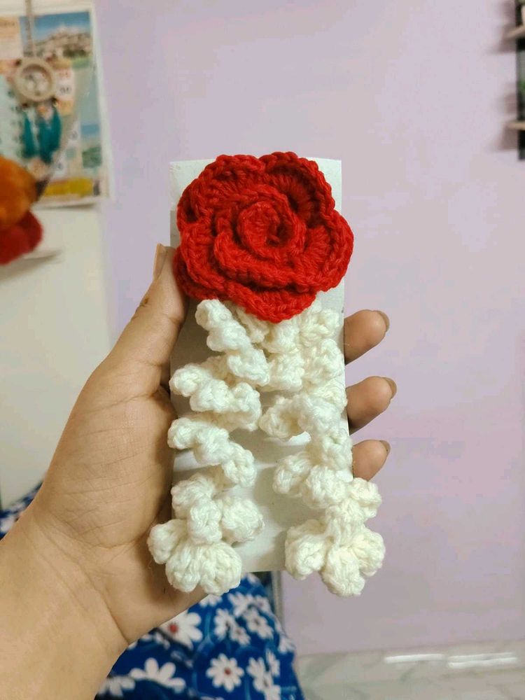 Handmade Crochet Rose Hair Pins