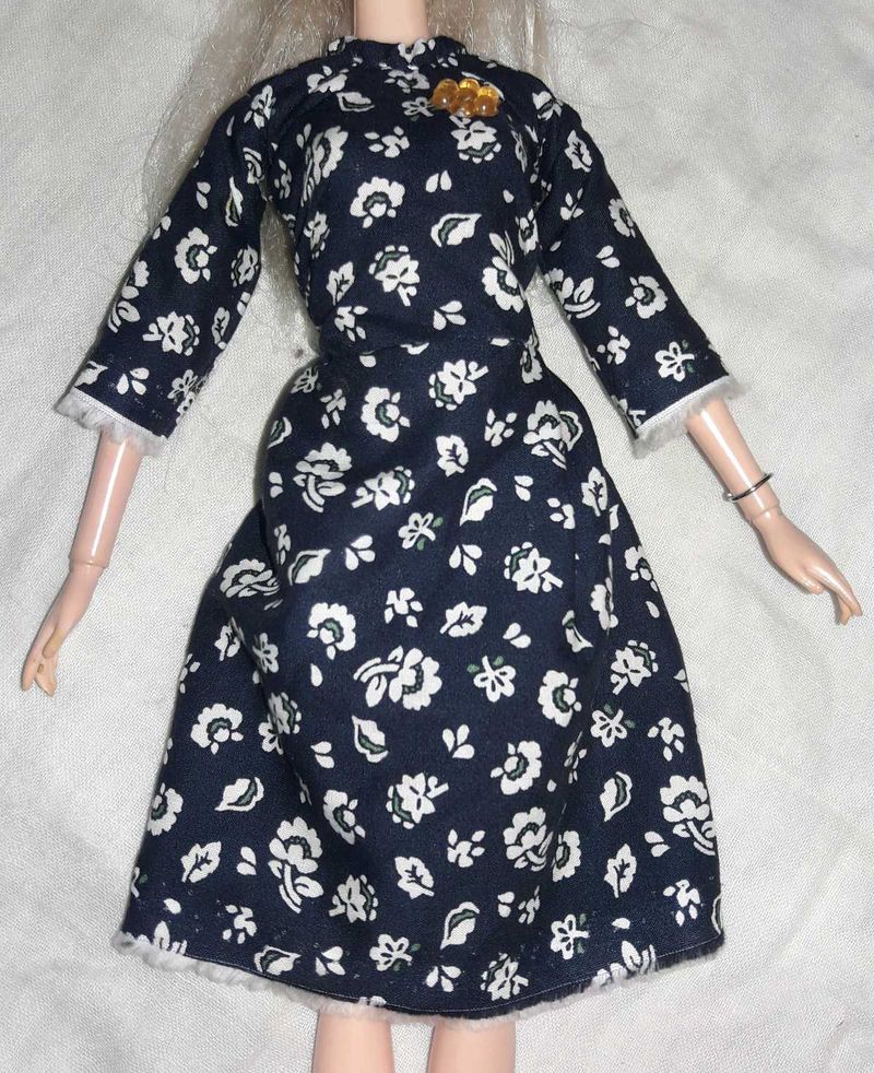 Navy Floral Print Midi Dress
