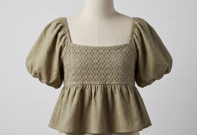 Boho Lace Detail Peasant Top