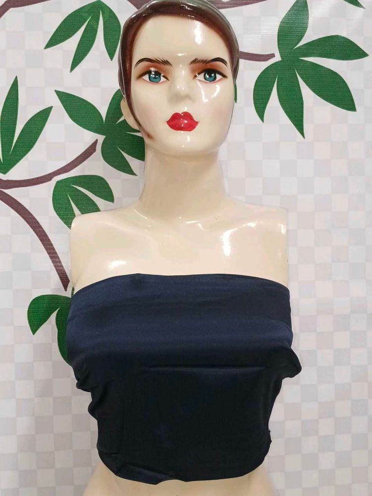(100)Navy Blue Bandeau Top