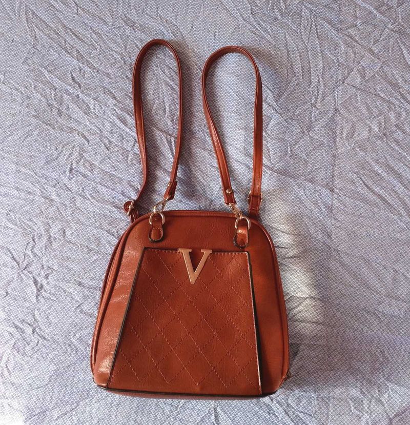 Brown leather backpack