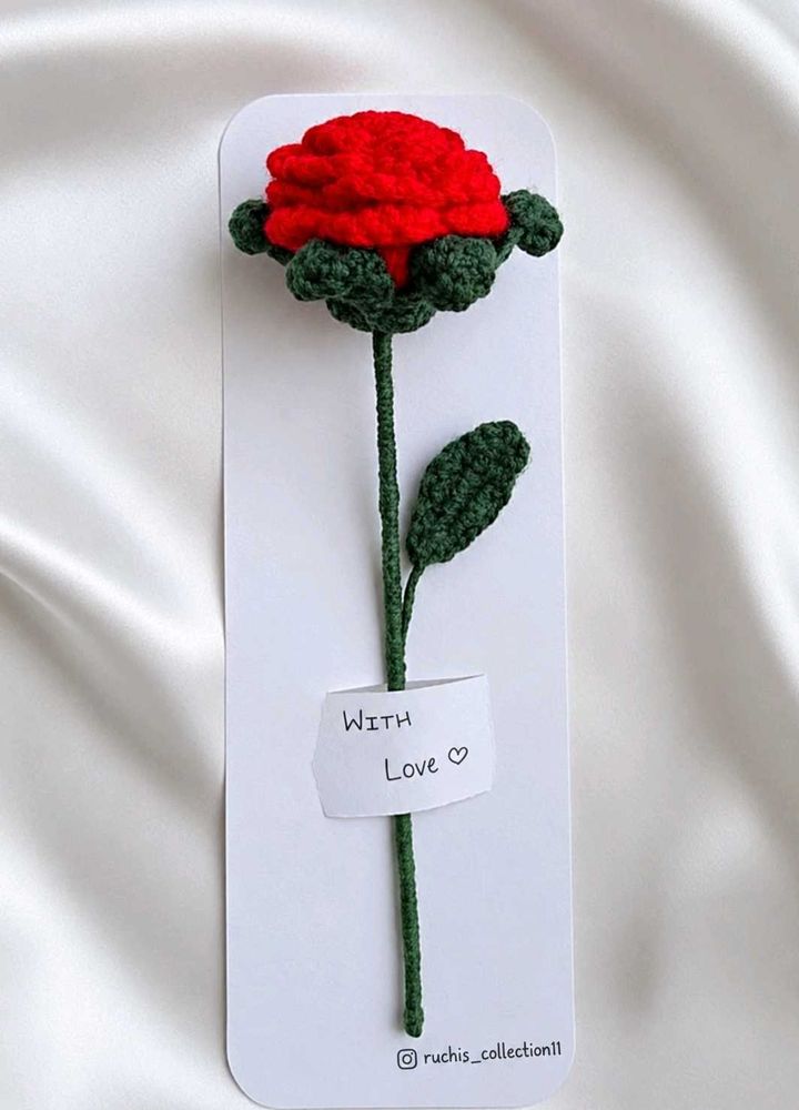 Crocheted Rose Stick