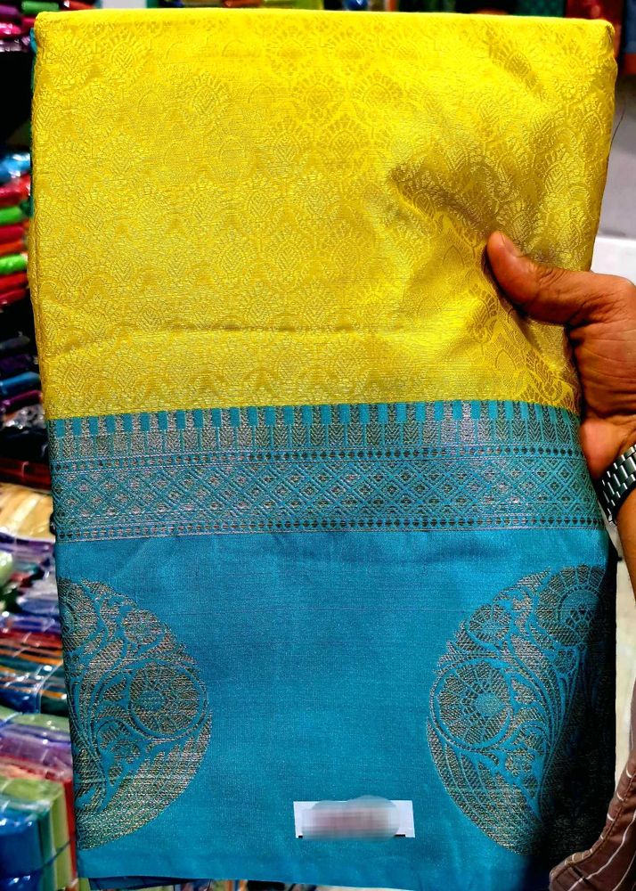 Yellow &amp; Blue Silk Saree