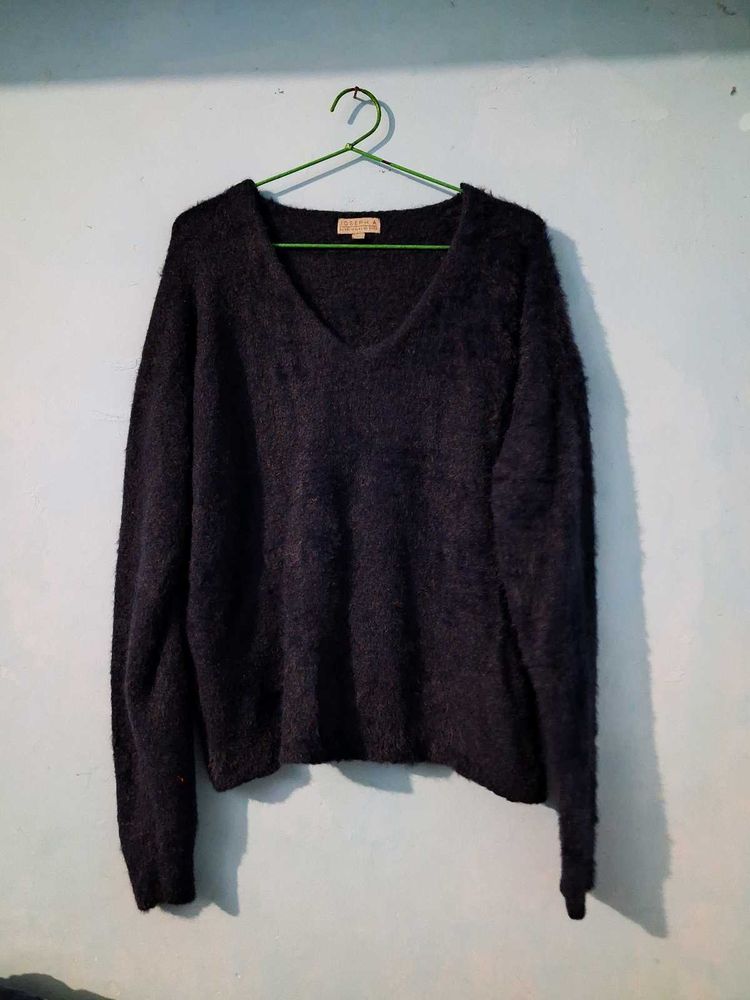 Cozy V-Neck Fuzzy Sweater