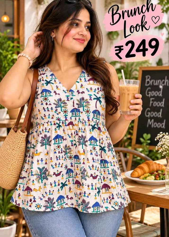 Boho Print Sleeveless Top 34"-36" Size S-M