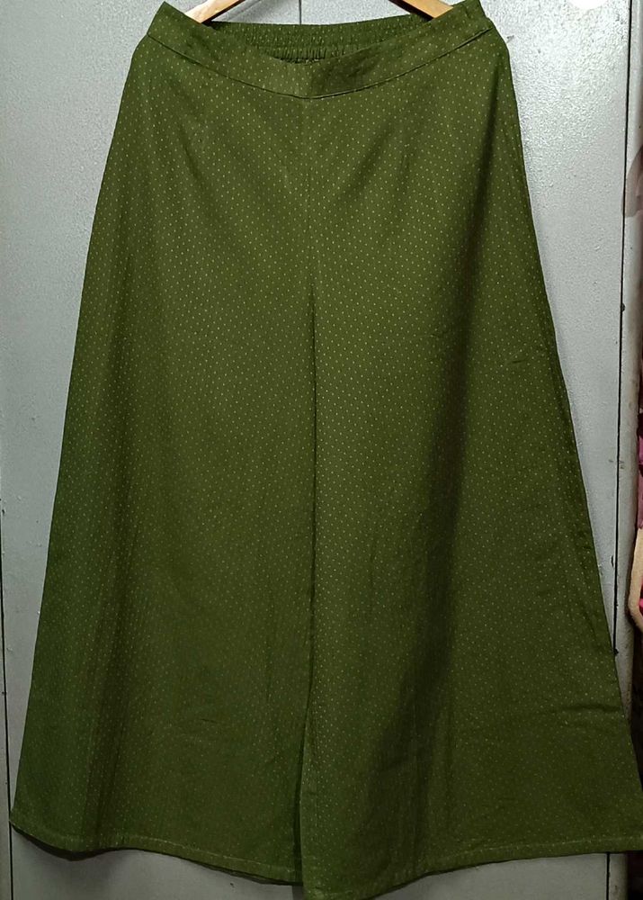 Stylish Olive Green Palazzos with Subtle Print
