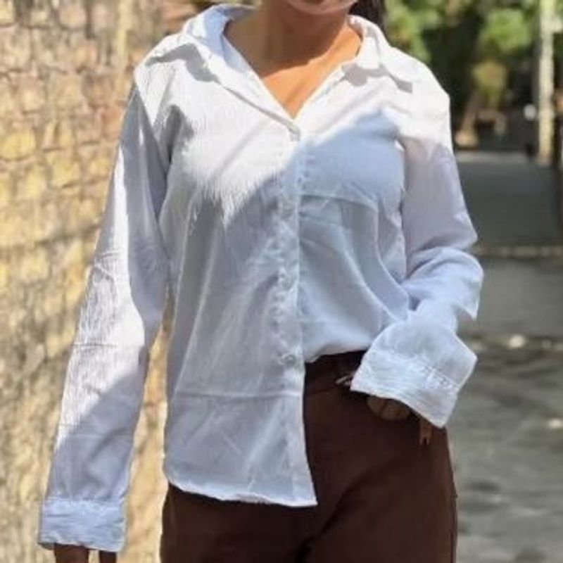 Crisp White Button-Up relaxed fit Shirt