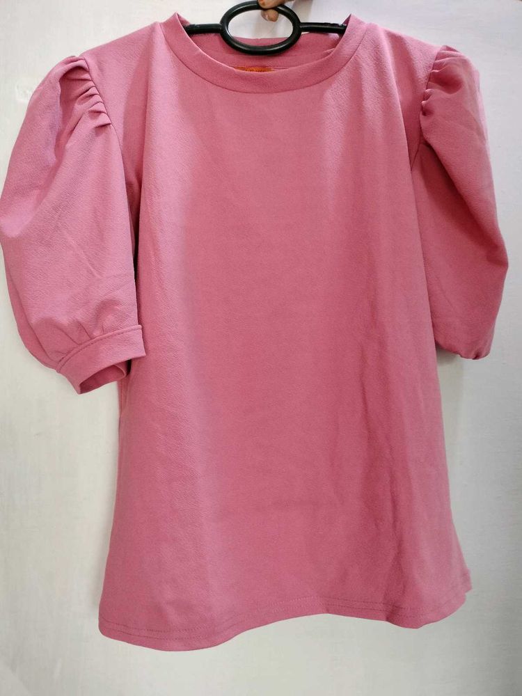 Pink Puff Sleeve Top
