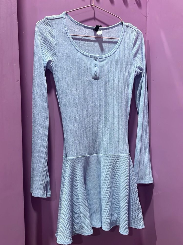 Ribbed Long Sleeve Peplum Dress