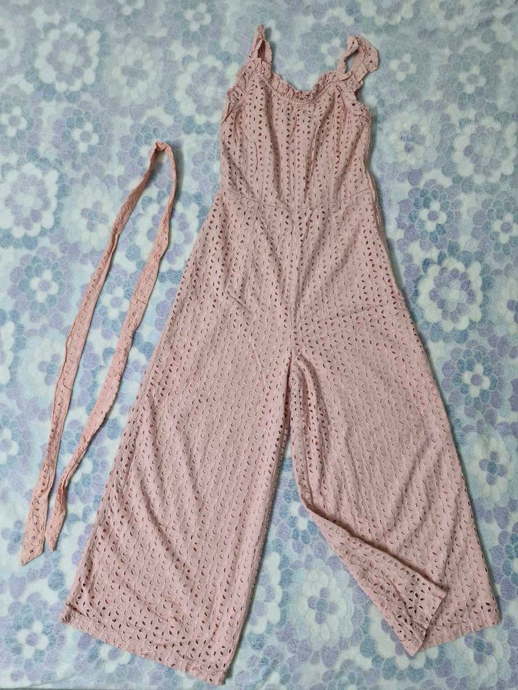 Chic Pink Lace Jumpsuit