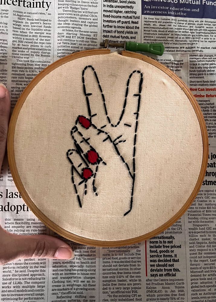 Handmade Peace Sign Embroidery Hoop