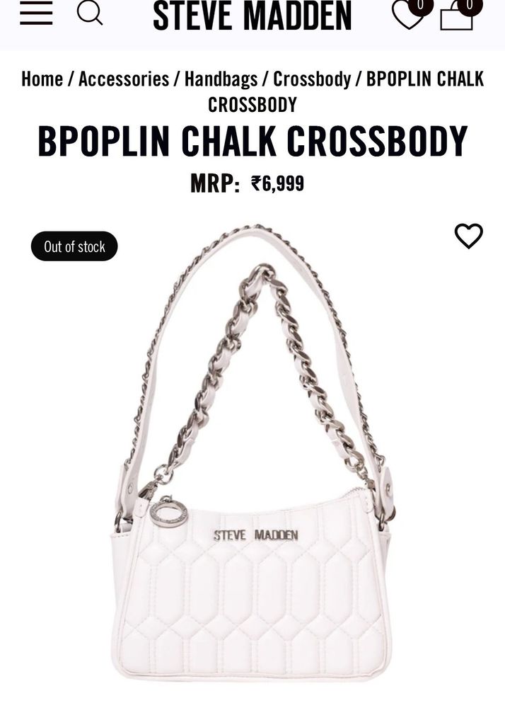 Steve Madden White Quilted Crossbody Bag