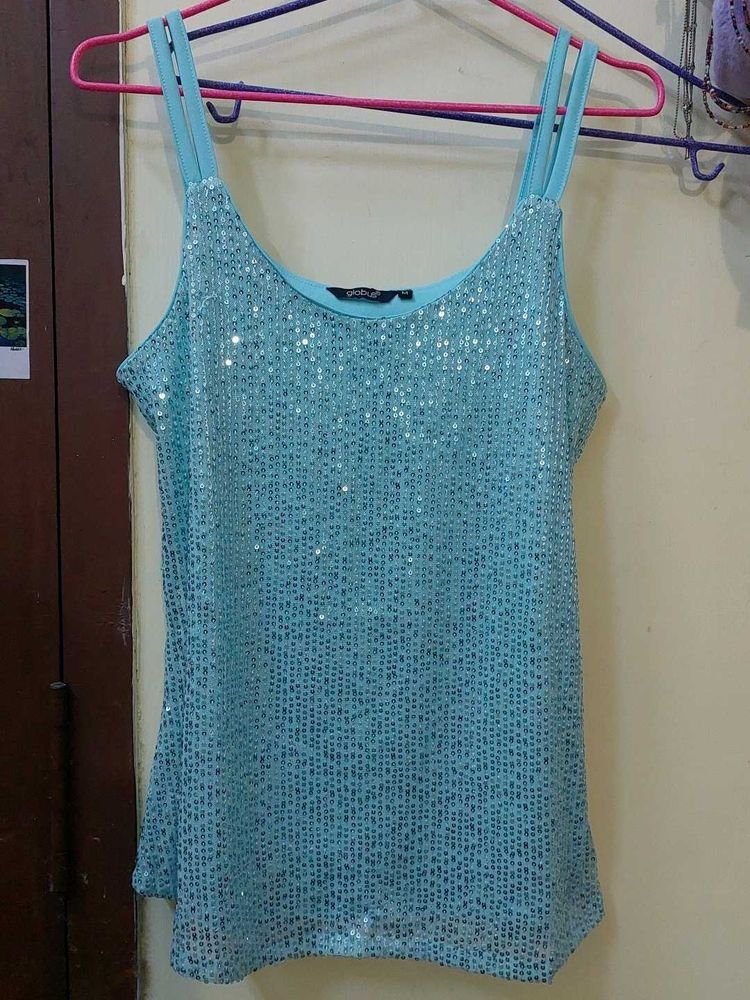 Sparkly Blue Y2K Tank Top