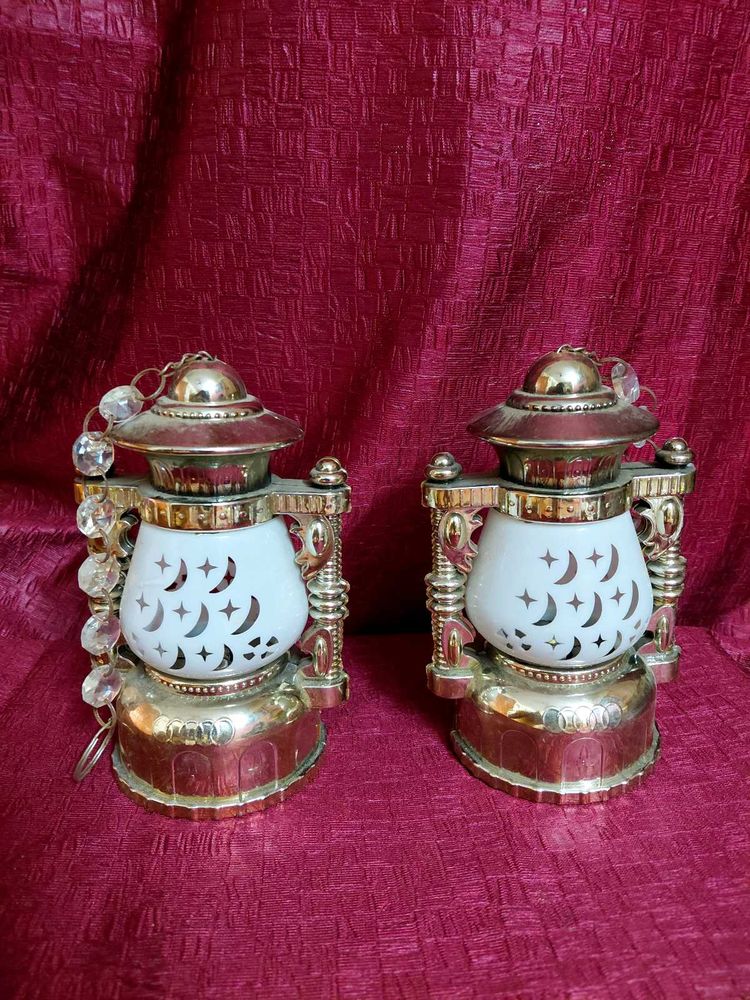 Vintage Decorative Bedside Lamps - Pair