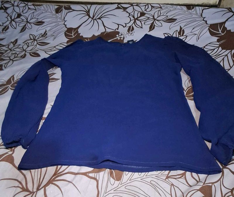 Blue Top with Puffy Sleeves