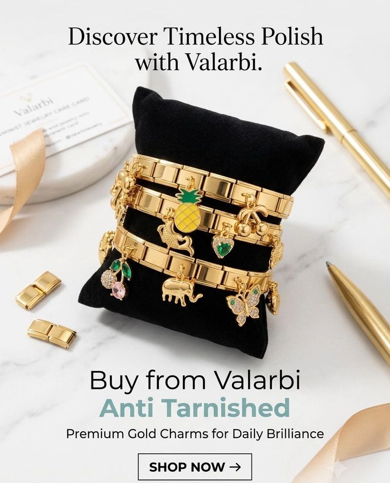 Gold Charm Bracelet with Elephant &amp; Pineapple