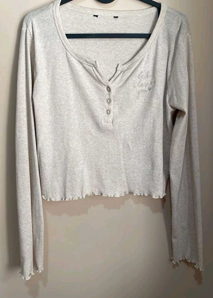 Cute Crop Top with Embroidered Text