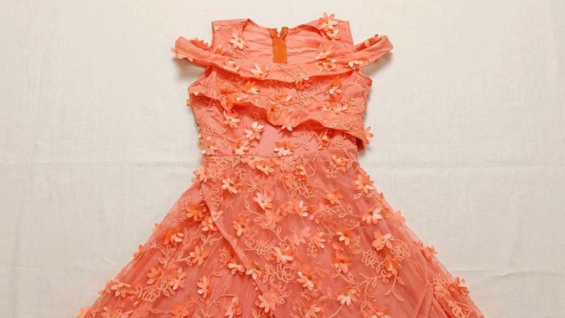 Stunning Peach Floral Gown